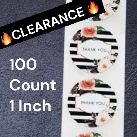 Other - Clearance 100 Pack Black & White Stripe Thank You Stickers PRICE IS FIRM